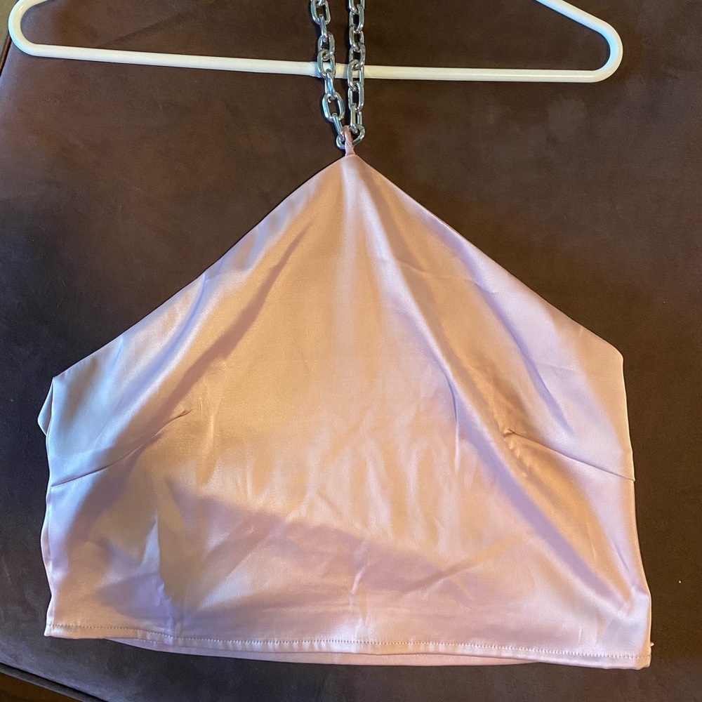 Size 4, Sexy, satin pink, chain link for neck